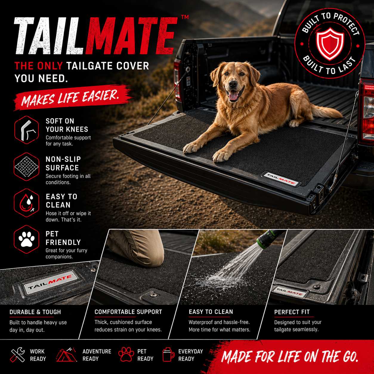 2026-Toyota Hilux Travo Non-Slip Tailgate Protector